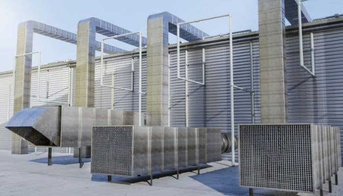Modern rooftop HVAC units installed on a large commercial building.